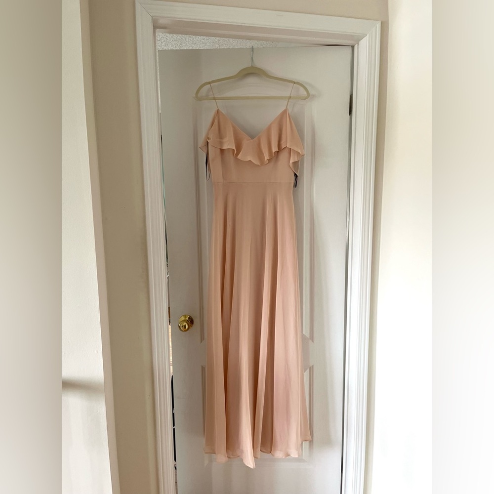 NWT Jenny Yoo Mila Dress - blush, chiffon flowy dress - Picture 3 of 6